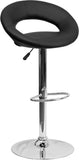 Contemporary Black Vinyl Rounded Back Adjustable Height Barstool with Chrome Base