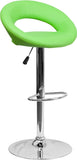 Contemporary Green Vinyl Rounded Back Adjustable Height Barstool with Chrome Base