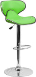 Contemporary Cozy Mid-Back Green Vinyl Adjustable Height Barstool with Chrome Base