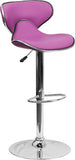 Contemporary Cozy Mid-Back Purple Vinyl Adjustable Height Barstool with Chrome Base