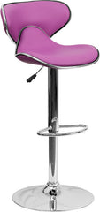 Contemporary Cozy Mid-Back Purple Vinyl Adjustable Height Barstool with Chrome Base