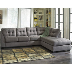 Benchcraft Maier Sectional with Right Side Facing Chaise in Charcoal Microfiber