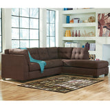 Benchcraft Maier Sectional with Right Side Facing Chaise in Walnut Microfiber