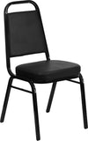 HERCULES Series Trapezoidal Back Stacking Banquet Chair with Black Vinyl and 2.5'' Thick Seat - Black Frame