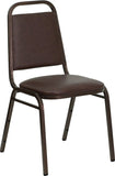 HERCULES Series Trapezoidal Back Stacking Banquet Chair with Brown Vinyl and 1.5'' Thick Seat - Copper Vein Frame