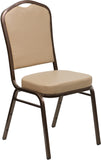 HERCULES Series Crown Back Stacking Banquet Chair with Tan Vinyl and 2.5'' Thick Seat - Copper Vein Frame