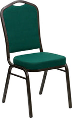 HERCULES Series Crown Back Stacking Banquet Chair with Green Fabric and 2.5'' Thick Seat - Gold Vein Frame