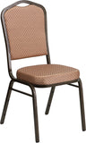 HERCULES Series Crown Back Stacking Banquet Chair with Gold Diamond Patterned Fabric and 2.5'' Thick Seat - Gold Vein Frame