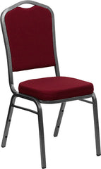 HERCULES Series Crown Back Stacking Banquet Chair with Burgundy Fabric and 2.5'' Thick Seat - Silver Vein Frame