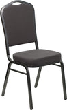 HERCULES Series Crown Back Stacking Banquet Chair with Gray Fabric and 2.5'' Thick Seat - Silver Vein Frame