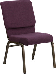 HERCULES Series 18.5''W Plum Fabric Stacking Church Chair with 4.25'' Thick Seat - Gold Vein Frame