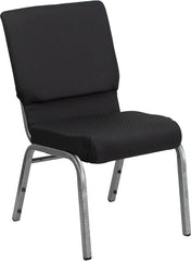 HERCULES Series 18.5''W Black Patterned Fabric Stacking Church Chair with 4.25'' Thick Seat - Silver Vein Frame