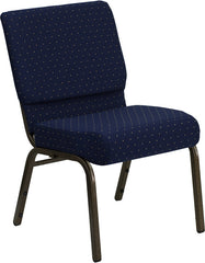 HERCULES Series 21'' Extra Wide Navy Blue Dot Patterned Fabric Stacking Church Chair with 4'' Thick Seat - Gold Vein Frame