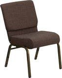 HERCULES Series 21'' Extra Wide Brown Fabric Stacking Church Chair with 4'' Thick Seat - Gold Vein Frame