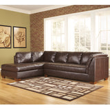 Signature Design by Ashley Fairplay Sectional with Left Side Facing Chaise in Mahogany DuraBlend Leather