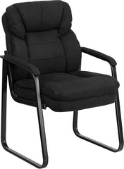 Black Microfiber Executive Side Chair with Sled Base