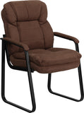 Brown Microfiber Executive Side Chair with Sled Base