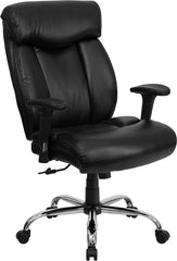 HERCULES Series 400 lb. Capacity Big & Tall Black Leather Executive Swivel Office Chair with Height Adjustable Arms