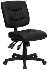 Low Back Black Leather Multi-Functional Swivel Task Chair