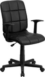 Mid-Back Black Quilted Vinyl Swivel Task Chair with Nylon Arms