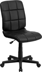 Mid-Back Black Quilted Vinyl Swivel Task Chair