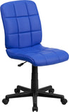 Mid-Back Blue Quilted Vinyl Swivel Task Chair