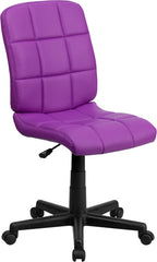 Mid-Back Purple Quilted Vinyl Swivel Task Chair