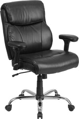 HERCULES Series 400 lb. Capacity Big & Tall Black Leather Swivel Task Chair with Height Adjustable Arms