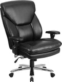 HERCULES Series 24/7 Intensive Use, Multi-Shift, Big & Tall 400 lb. Capacity Black Leather Executive Swivel Chair with Lumbar Support Knob