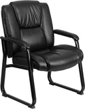 HERCULES Series 500 lb. Capacity Big & Tall Black Leather Executive Side Chair with Sled Base