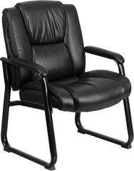 HERCULES Series 500 lb. Capacity Big & Tall Black Leather Executive Side Chair with Sled Base