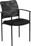 Black Mesh Comfortable Stackable Steel Side Chair with Arms