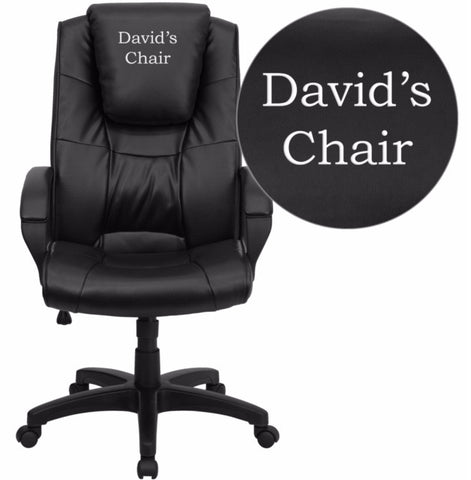 Dreamweaver Personalized Black Leather Executive Swivel Office
