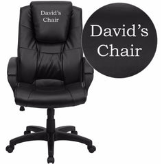 Dreamweaver Personalized Black Leather Executive Swivel Office Chair