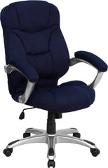 High Back Navy Blue Microfiber Contemporary Executive Swivel Office Chair