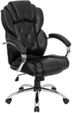High Back Transitional Style Black Leather Executive Swivel Office Chair