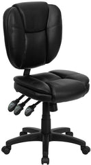 Mid-Back Black Leather Multi-Functional Ergonomic Swivel Task Chair
