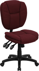 Mid-Back Burgundy Fabric Multi-Functional Ergonomic Swivel Task Chair