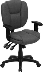 Mid-Back Gray Fabric Multi-Functional Ergonomic Swivel Task Chair with Height Adjustable Arms