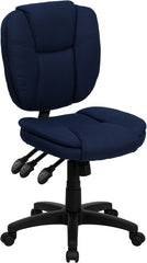 Mid-Back Navy Blue Fabric Multi-Functional Ergonomic Swivel Task Chair