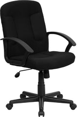 Mid-Back Black Fabric Executive Swivel Office Chair with Nylon Arms