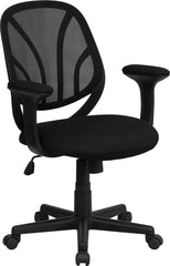 Y-GO Chair&trade; Mid-Back Black Mesh Swivel Task Chair with Arms