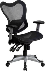 Mid-Back Black Mesh Executive Swivel Office Chair with Triple Paddle Control