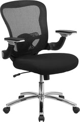 Mid-Back Black Mesh Executive Swivel Office Chair with Mesh Padded Seat and Height Adjustable Flip-Up Arms