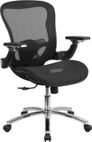 Mid-Back Black Mesh Executive Swivel Office Chair with Synchro-Tilt and Height Adjustable Flip-Up Arms