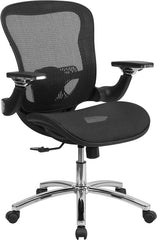 Mid-Back Black Mesh Executive Swivel Office Chair with Synchro-Tilt and Height Adjustable Flip-Up Arms