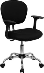 Mid-Back Black Mesh Swivel Task Chair with Chrome Base and Arms