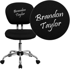 Personalized Mid-Back Black Mesh Swivel Task Chair with Chrome Base