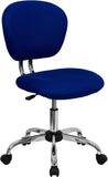 Mid-Back Blue Mesh Swivel Task Chair with Chrome Base