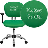 Personalized Mid-Back Bright Green Mesh Swivel Task Chair with Chrome Base and Arms
